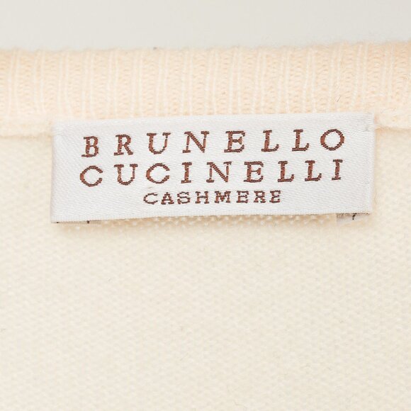 Brunello Cucinelli Cream Cashmere Drawstring-Waist Elbow-Sleeve Cardigan - Picture 6 of 9